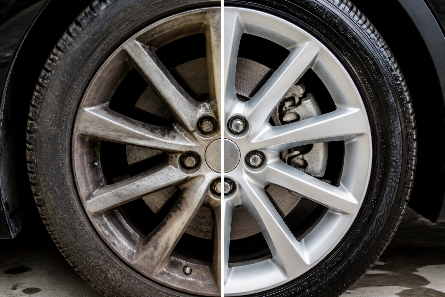 Before and after rim detail comparison